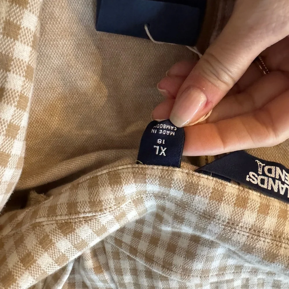 Lands' End NWT Knit Gingham Blazer Tan and White XL - Picture 4 of 8